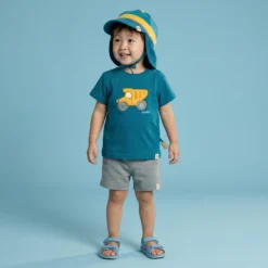 Baby Sommerhut mit Nackenschutz Fahrzeuge, hellblau