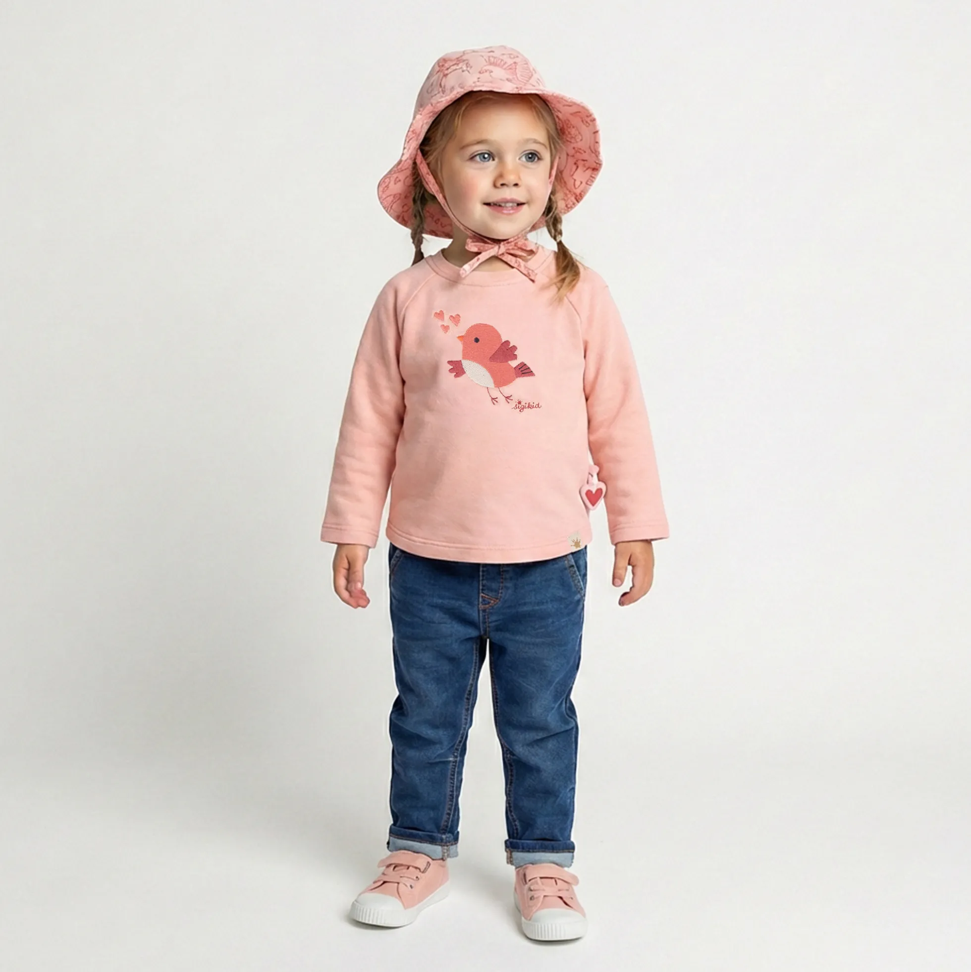 Baby Sommerhut Vögelchen Print, rosa