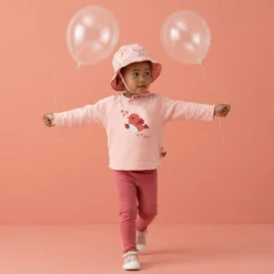 Baby Sommerhut Vögelchen Print, rosa