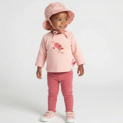 Baby Sommerhut Vögelchen Print, rosa