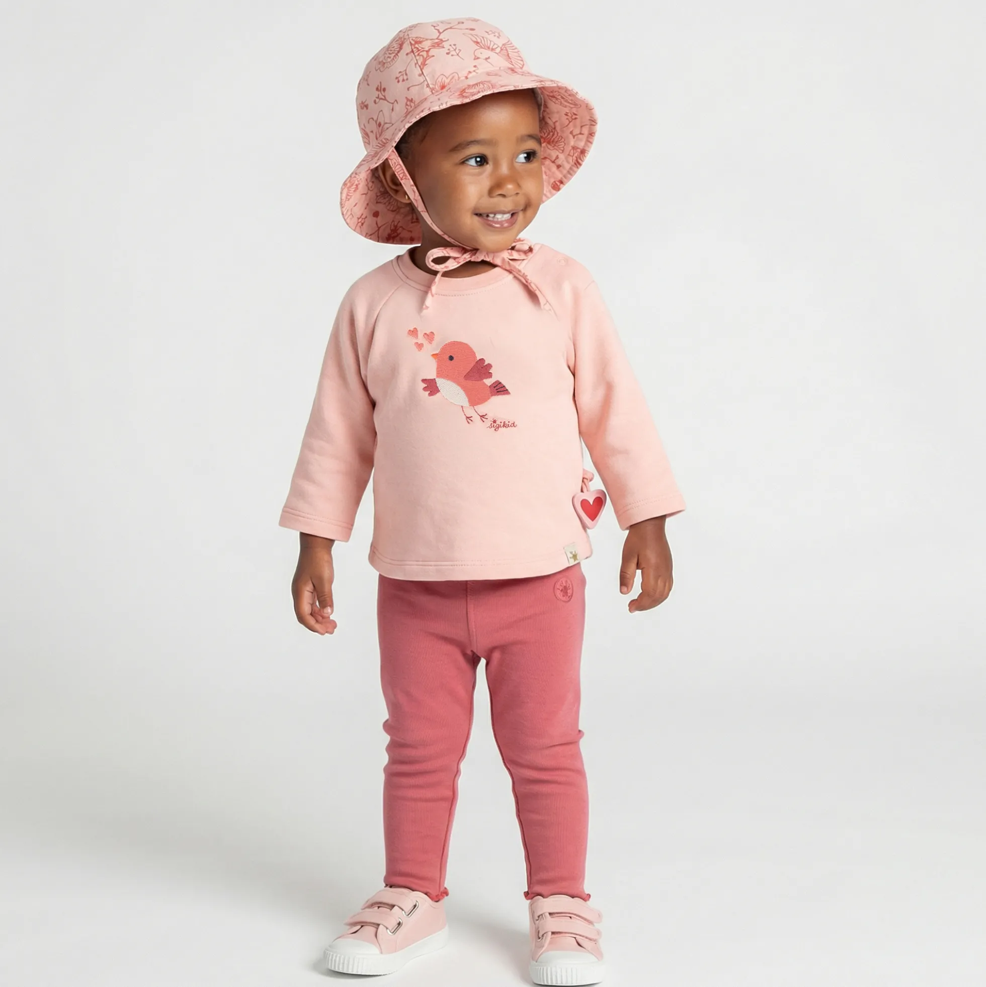 Baby Sommerhut Vögelchen Print, rosa