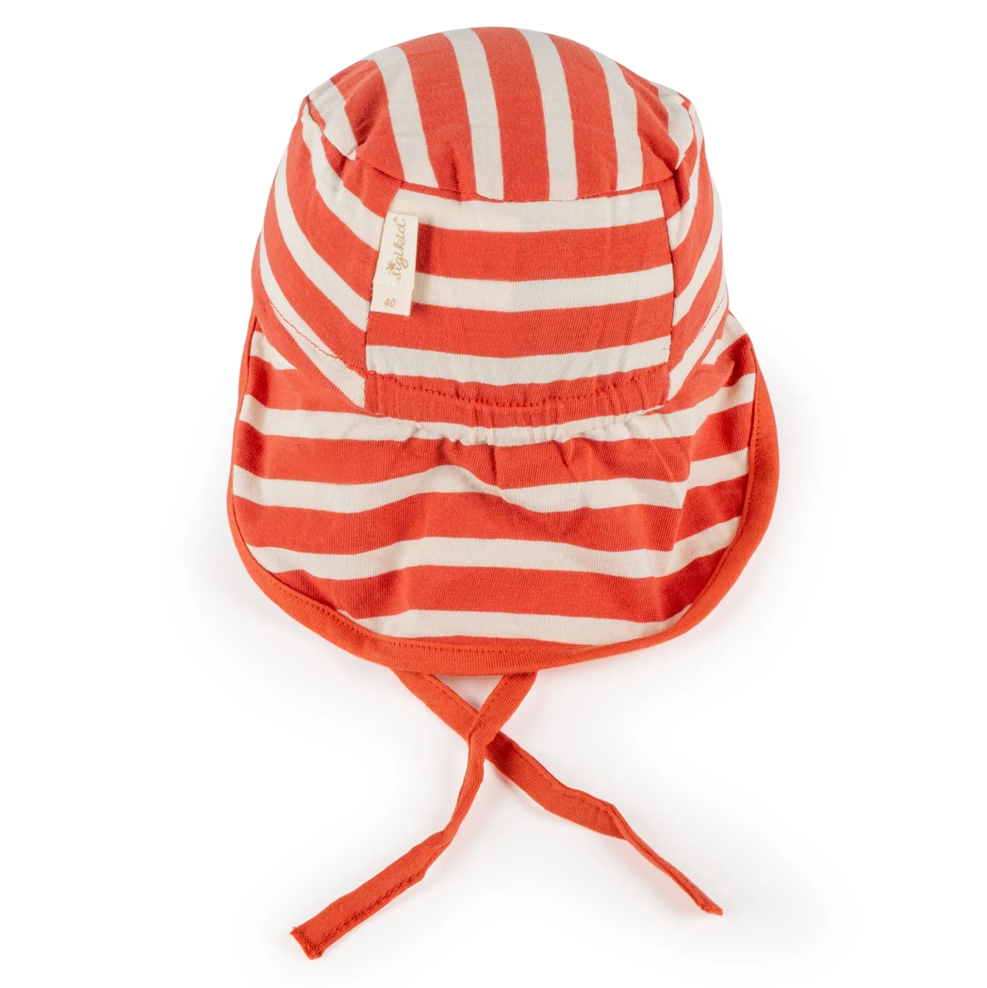 Baby Sonnenhut mit Nackenschutz, rot-weiß geringelt