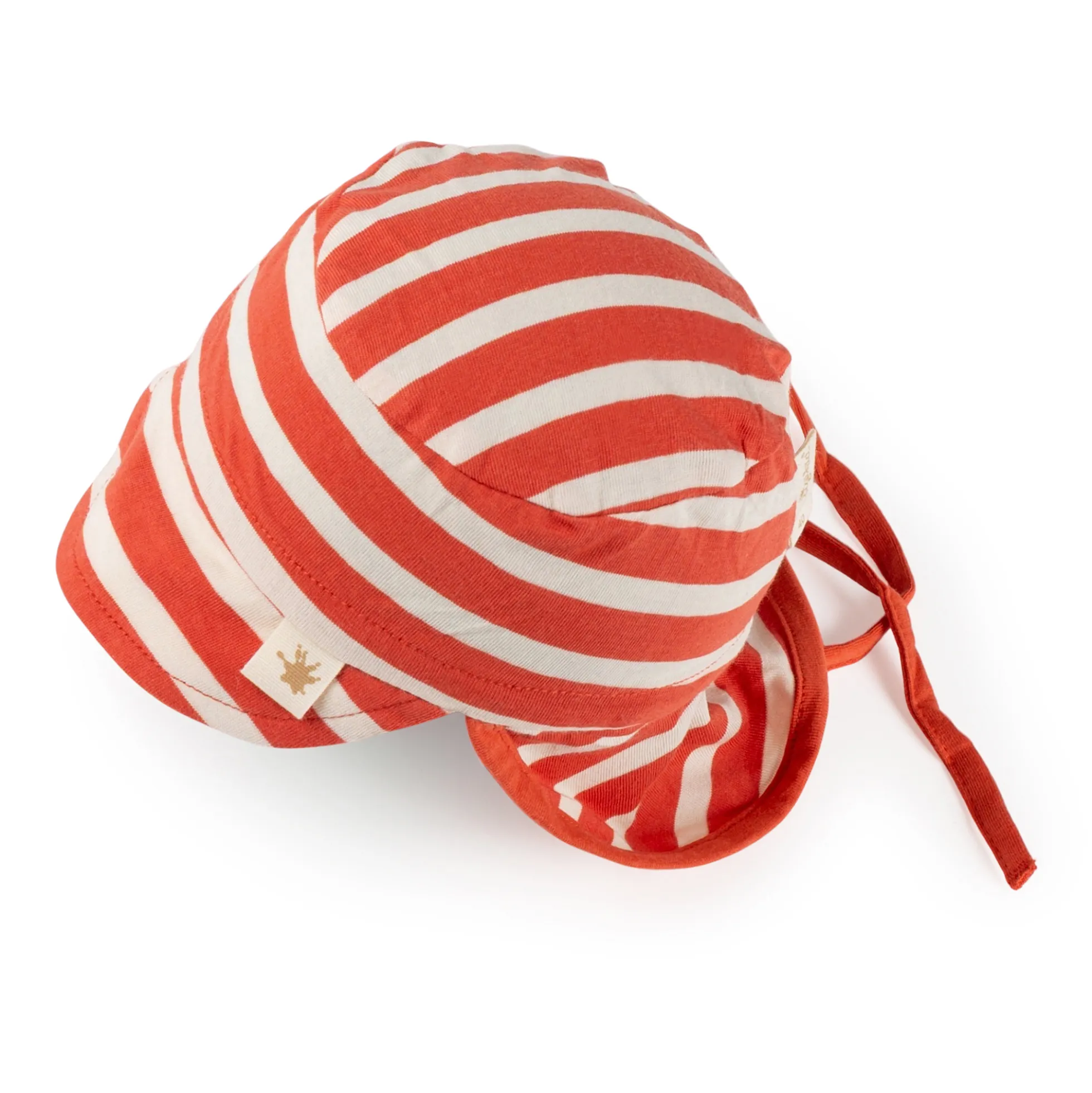 Baby Sonnenhut mit Nackenschutz, rot-weiß geringelt