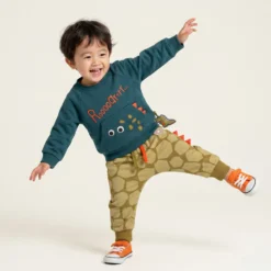Baby Sweathose khaki, Dino Fun