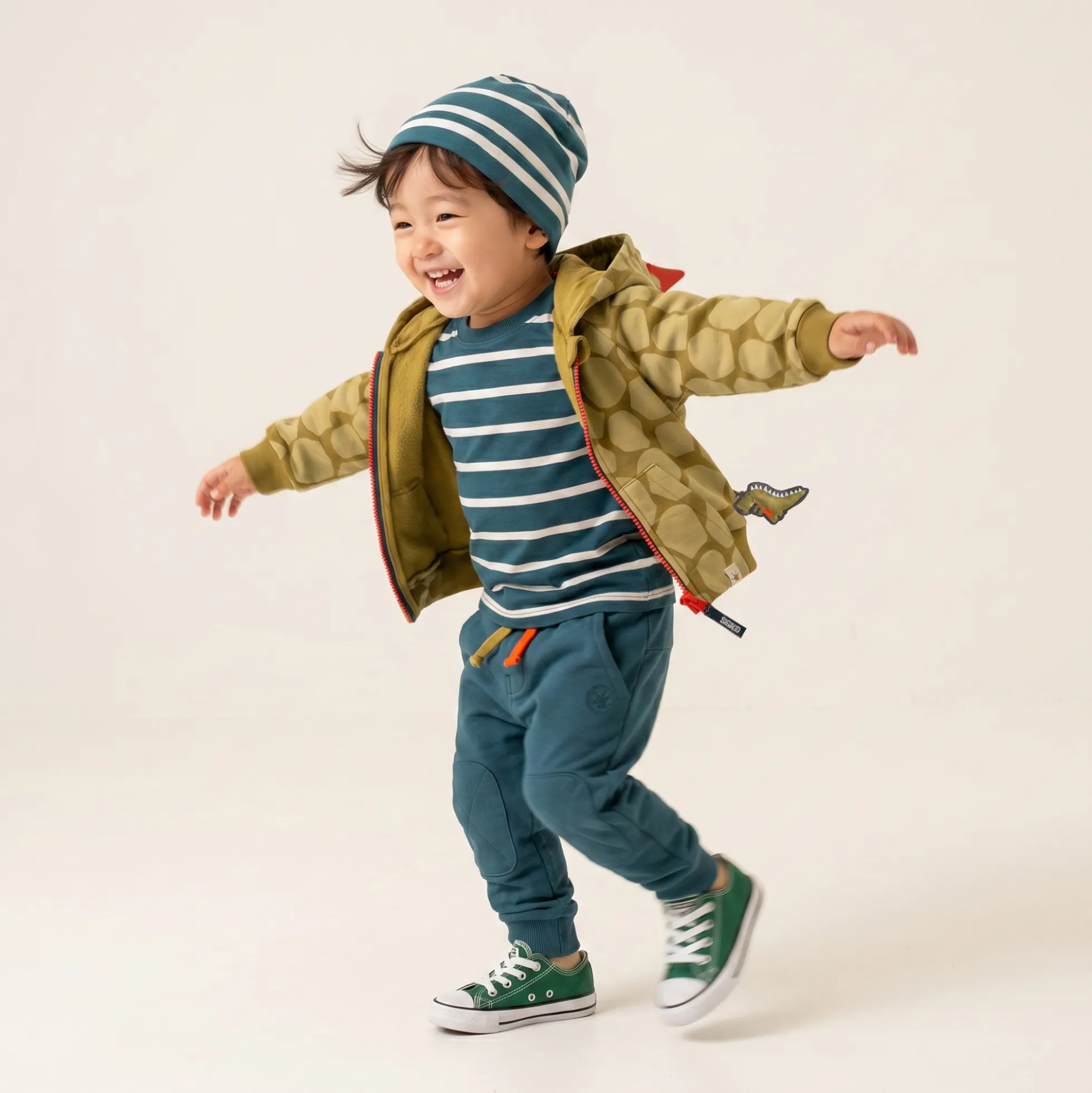 Baby Sweathose mit Kniepatches, Dino Fun