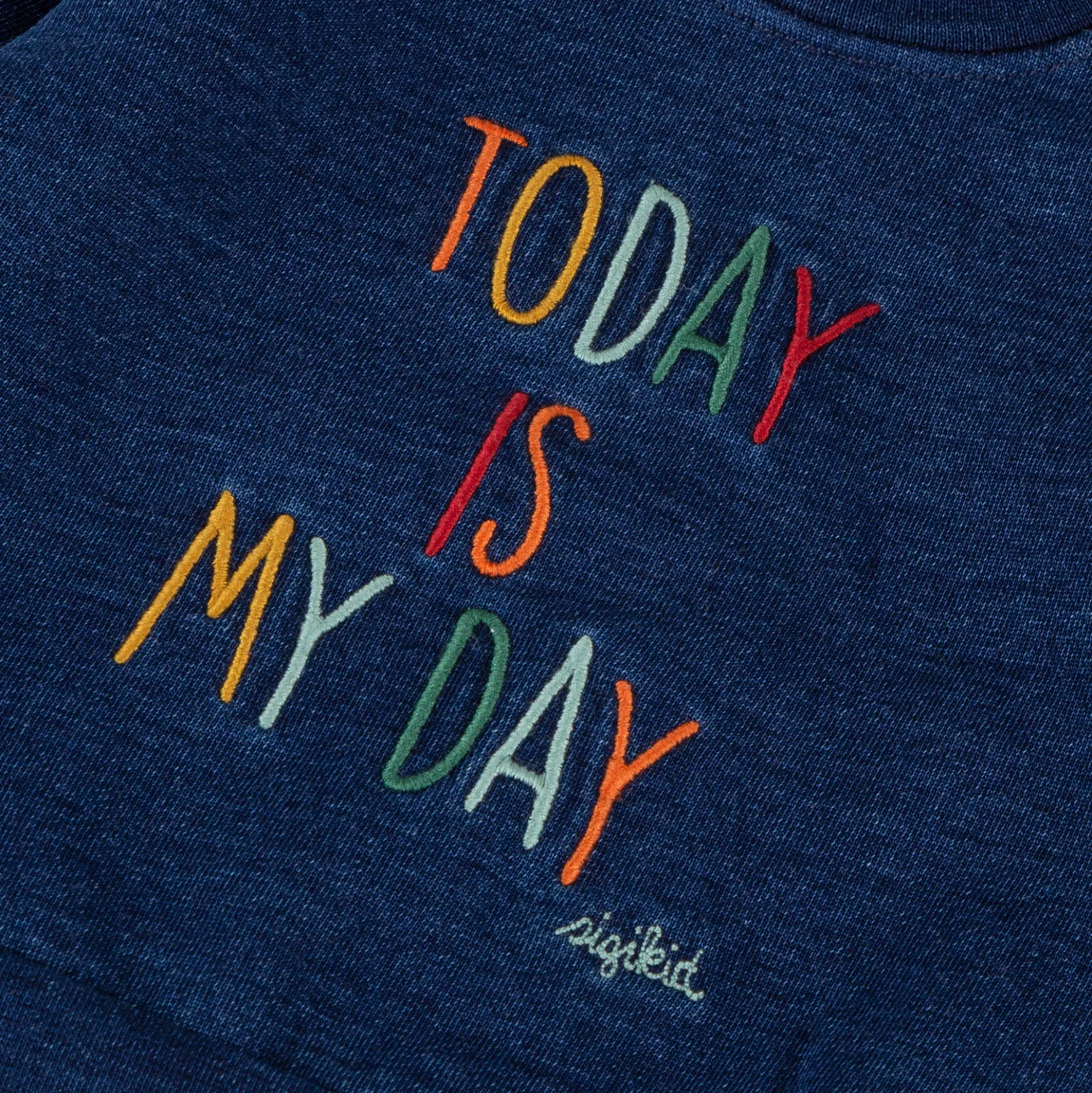 Baby Sweatshirt Denim Optik bunt bestickt, dunkelblau