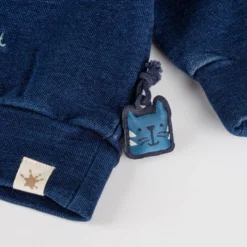 Baby Sweatshirt Denim Optik bunt bestickt, dunkelblau