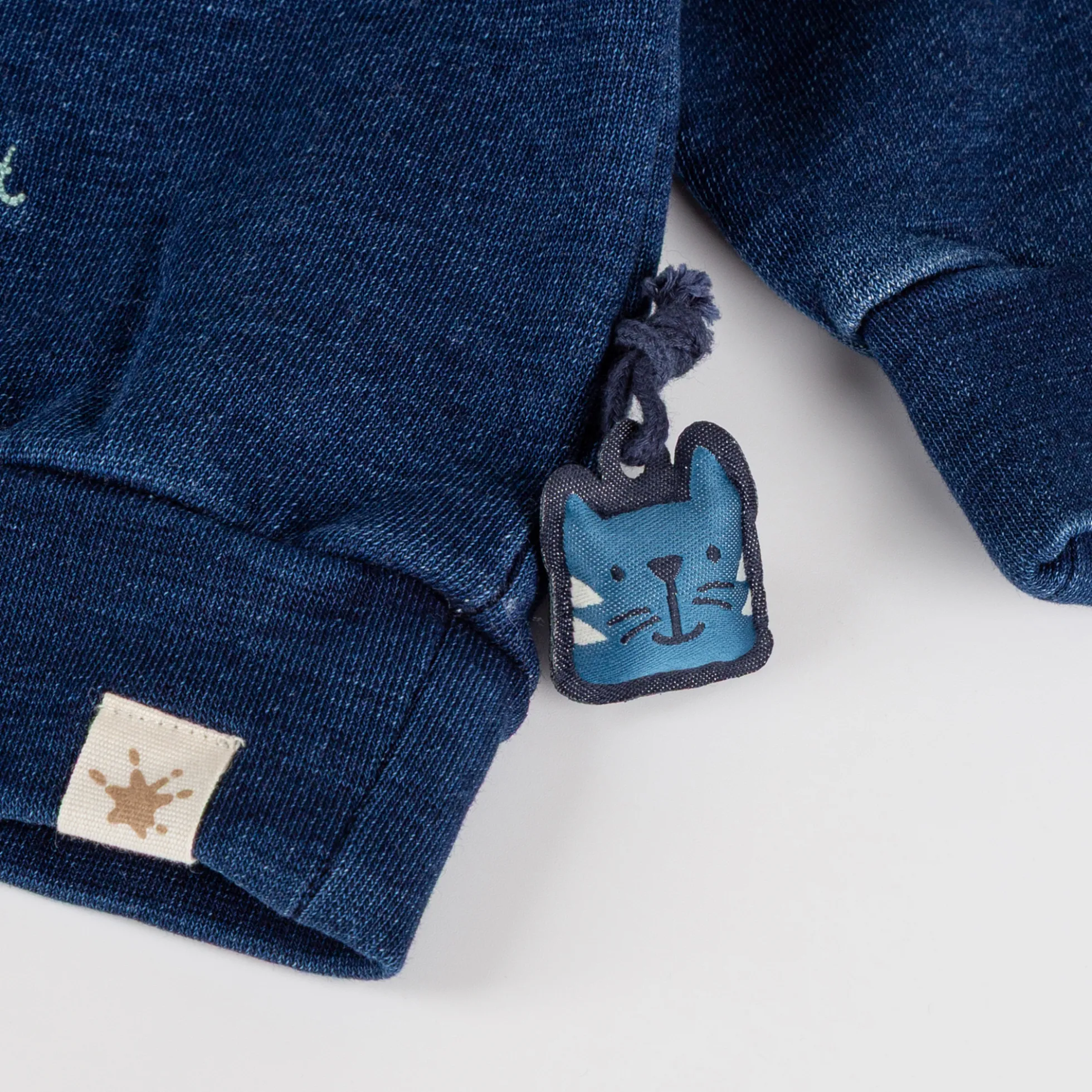 Baby Sweatshirt Denim Optik bunt bestickt, dunkelblau