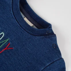 Baby Sweatshirt Denim Optik bunt bestickt, dunkelblau