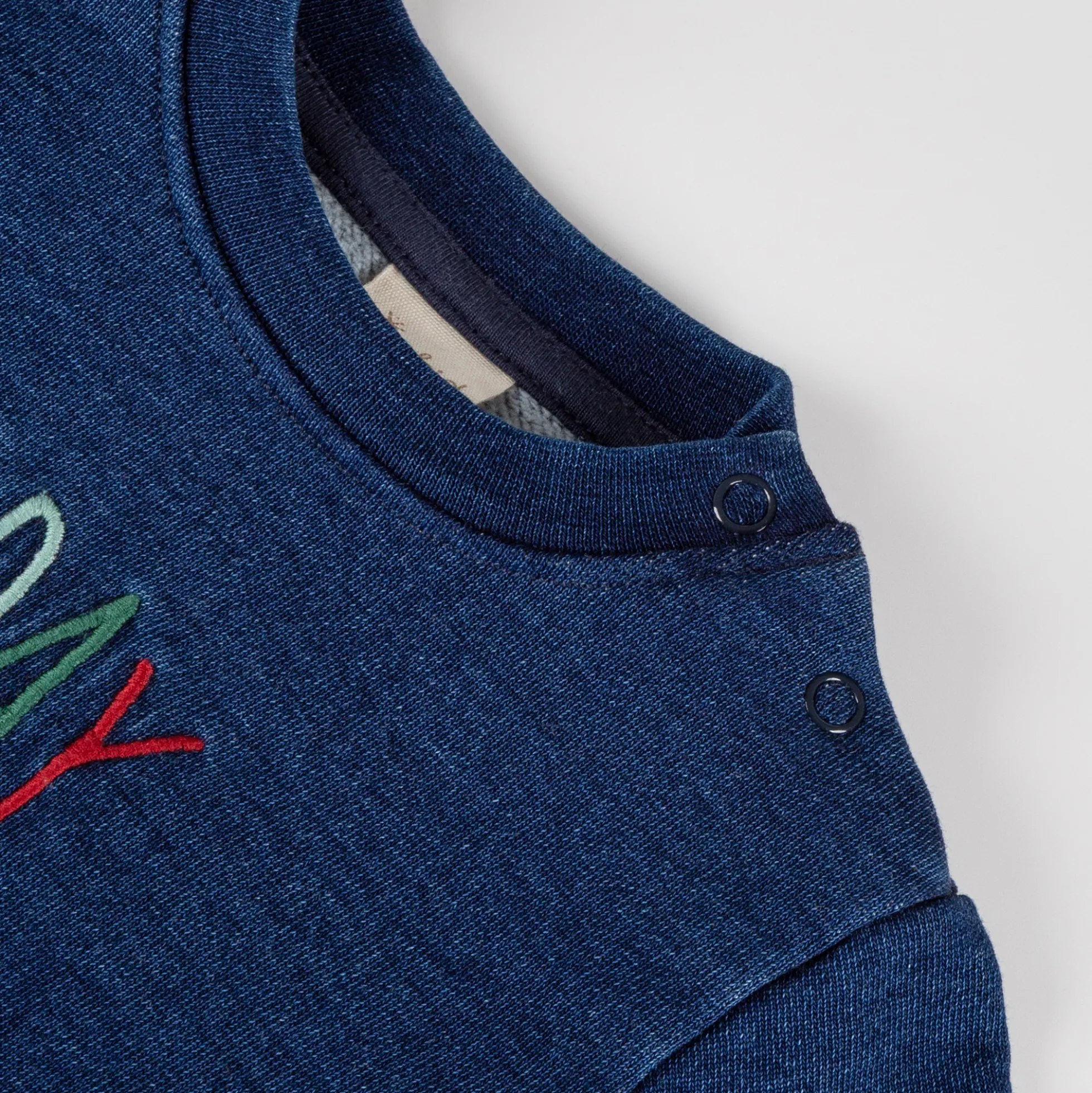 Baby Sweatshirt Denim Optik bunt bestickt, dunkelblau