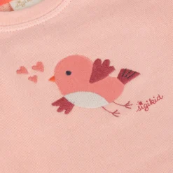 Baby Sweatshirt mit Vögelchen Stickmotiv, rosa