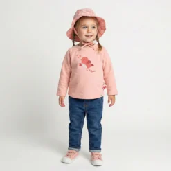Baby Sweatshirt mit Vögelchen Stickmotiv, rosa