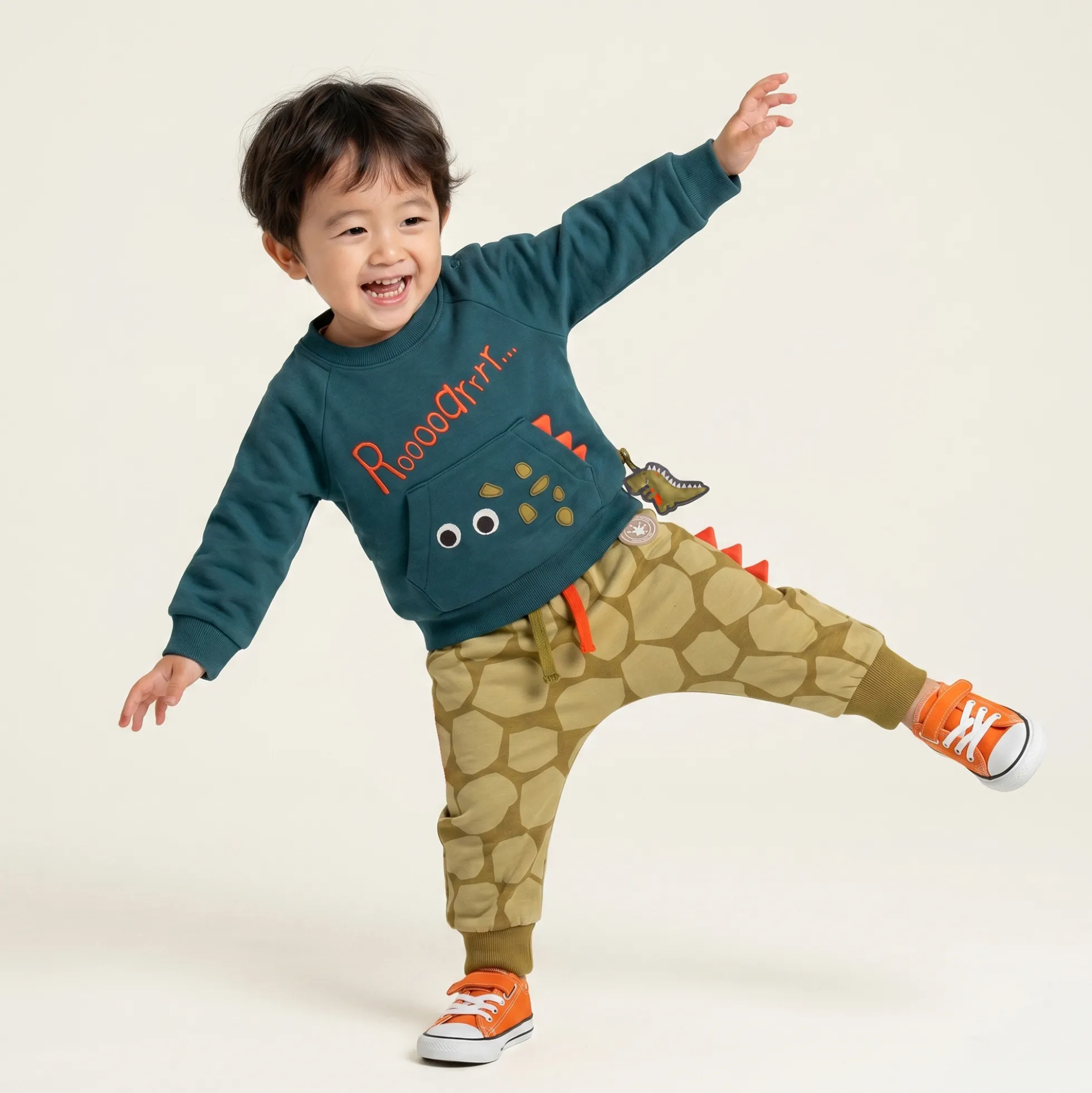 Baby Sweatshirt Roar mit Fronttasche, Dino Fun