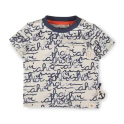 Baby T-Shirt mit "Ahoi" Print, weiß mit blau