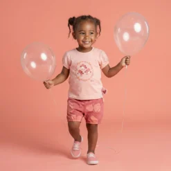 Baby T-Shirt mit Vögelchen Stickerei, rosa