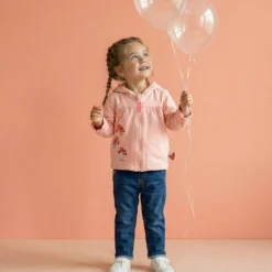 Baby T-Shirt mit Vögelchen Stickerei, rosa