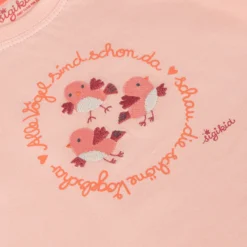 Baby T-Shirt mit Vögelchen Stickerei, rosa