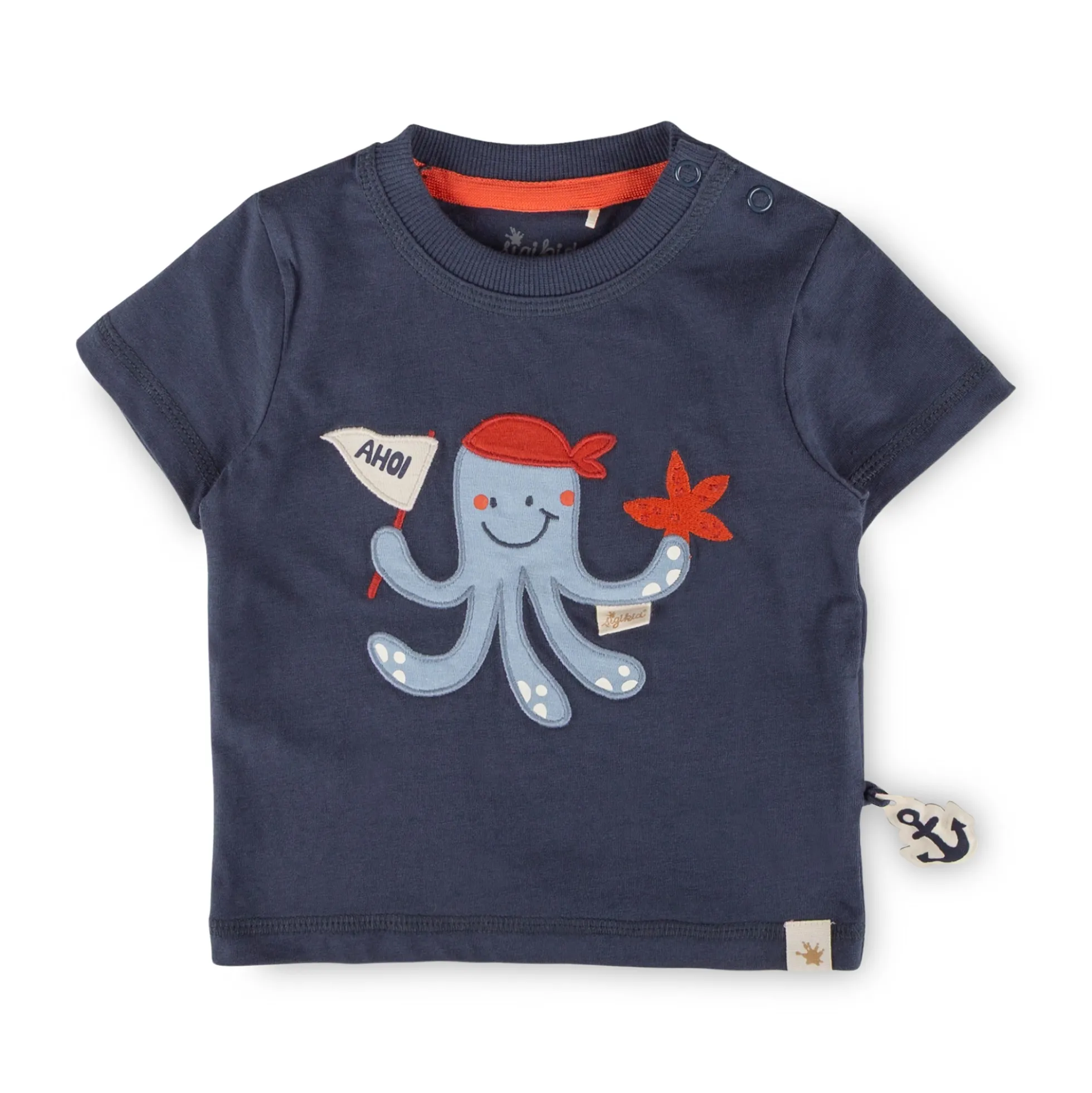 Baby T-Shirt Oktopus, blau