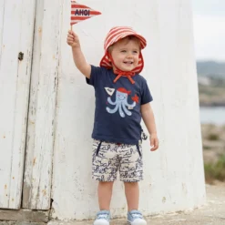 Baby T-Shirt Oktopus, blau