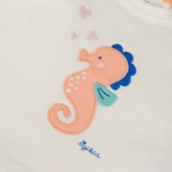 Baby T-Shirt Seepferdchen, weiß
