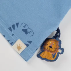 Baby T-Shirt Tiger & Löwe Print, blau
