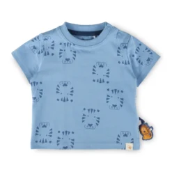 Baby T-Shirt Tiger & Löwe Print, blau