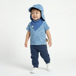 Baby T-Shirt Tiger & Löwe Print, blau