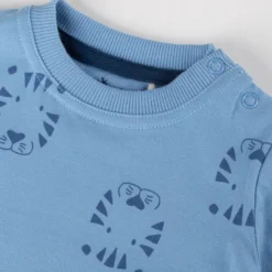 Baby T-Shirt Tiger & Löwe Print, blau
