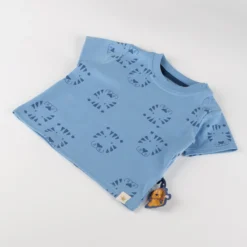 Baby T-Shirt Tiger & Löwe Print, blau
