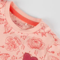 Baby T-Shirt Vögelchen Print mit Herzchen, rosa