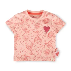 Baby T-Shirt Vögelchen Print mit Herzchen, rosa