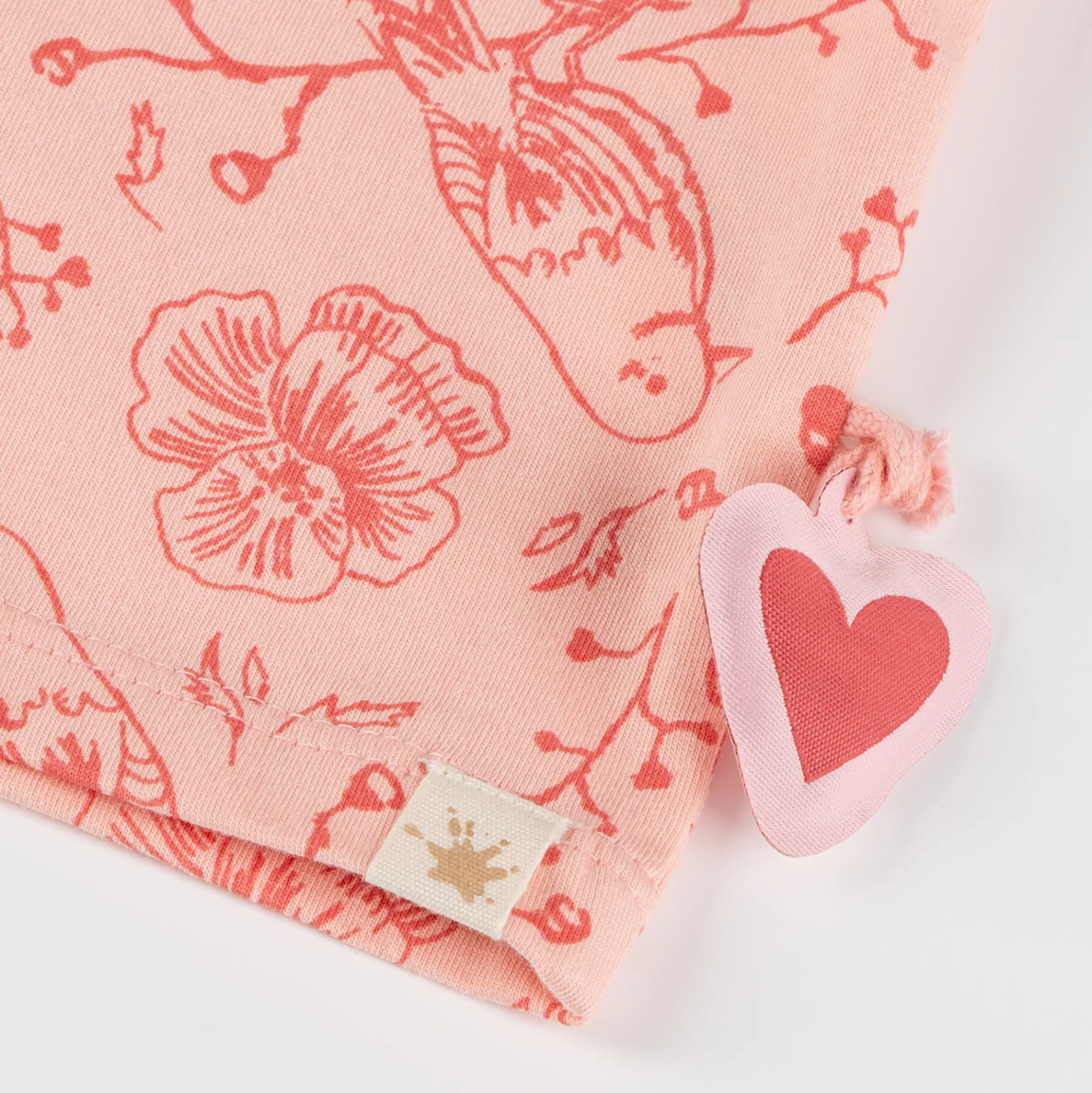 Baby T-Shirt Vögelchen Print mit Herzchen, rosa