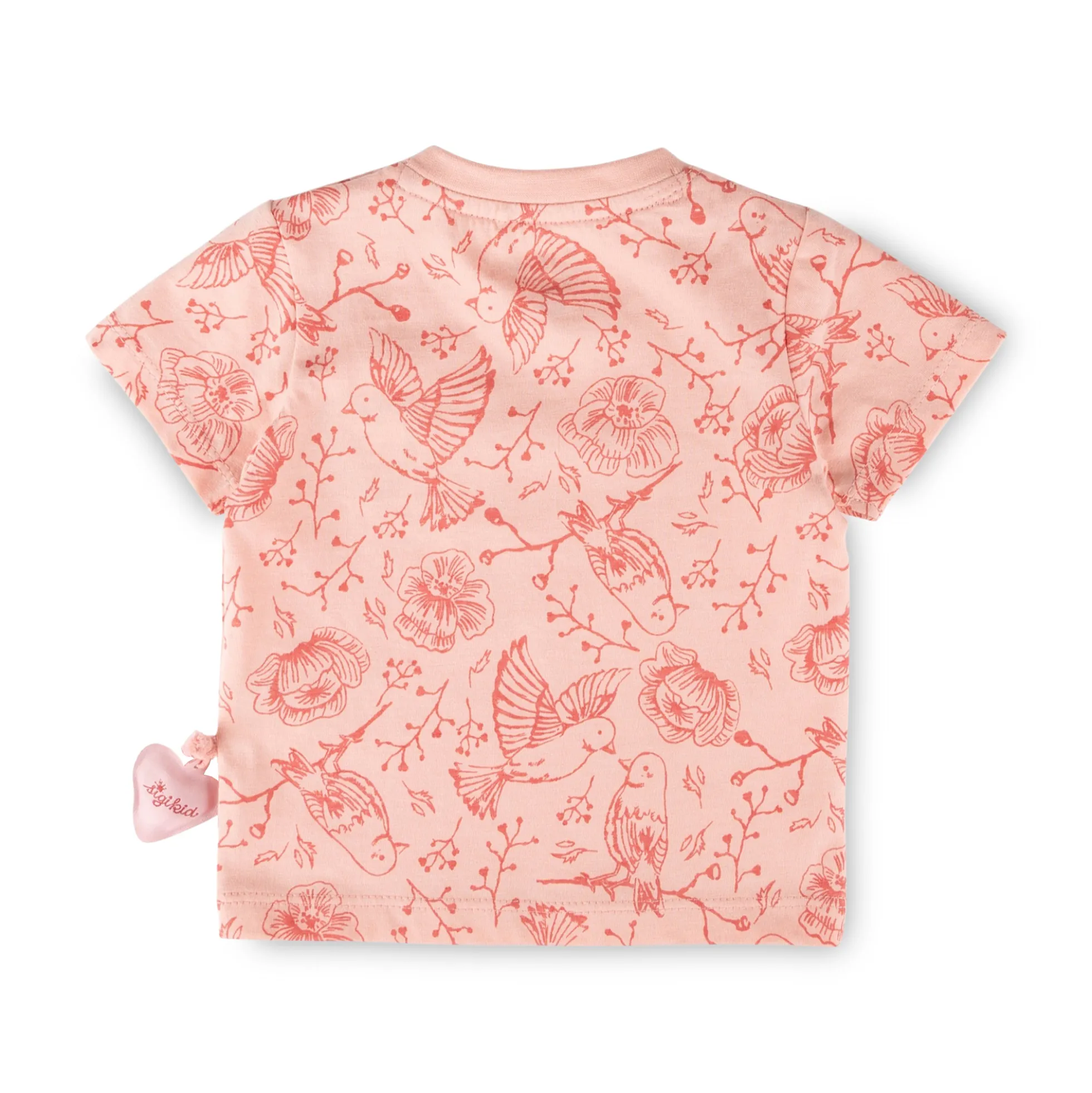 Baby T-Shirt Vögelchen Print mit Herzchen, rosa