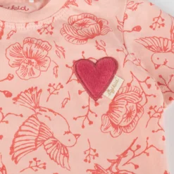 Baby T-Shirt Vögelchen Print mit Herzchen, rosa