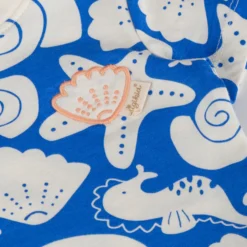 Baby Volant Kleid Strand Print, blau mit weiß