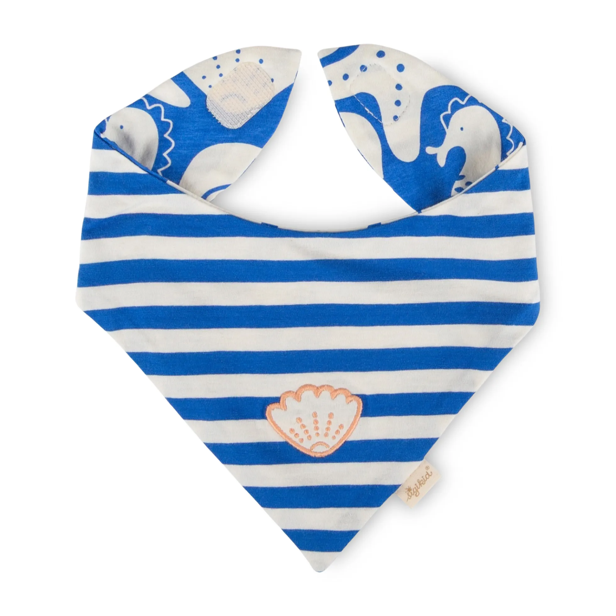 Baby Wendehalstuch Strand Print, blau-weiß