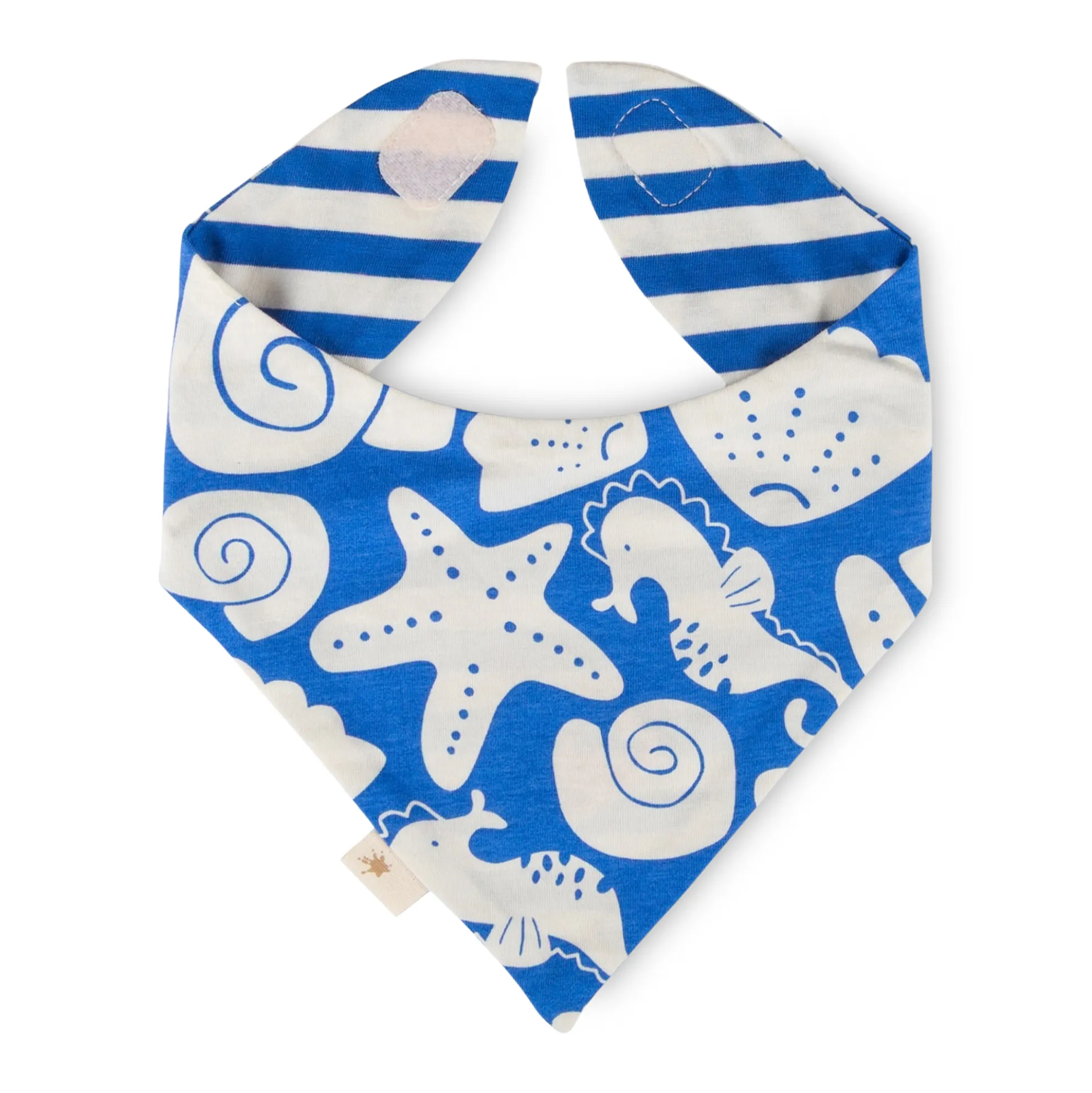 Baby Wendehalstuch Strand Print, blau-weiß
