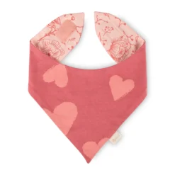 Baby Wendehalstuch Vögelchen und Herzchen Print, rosa
