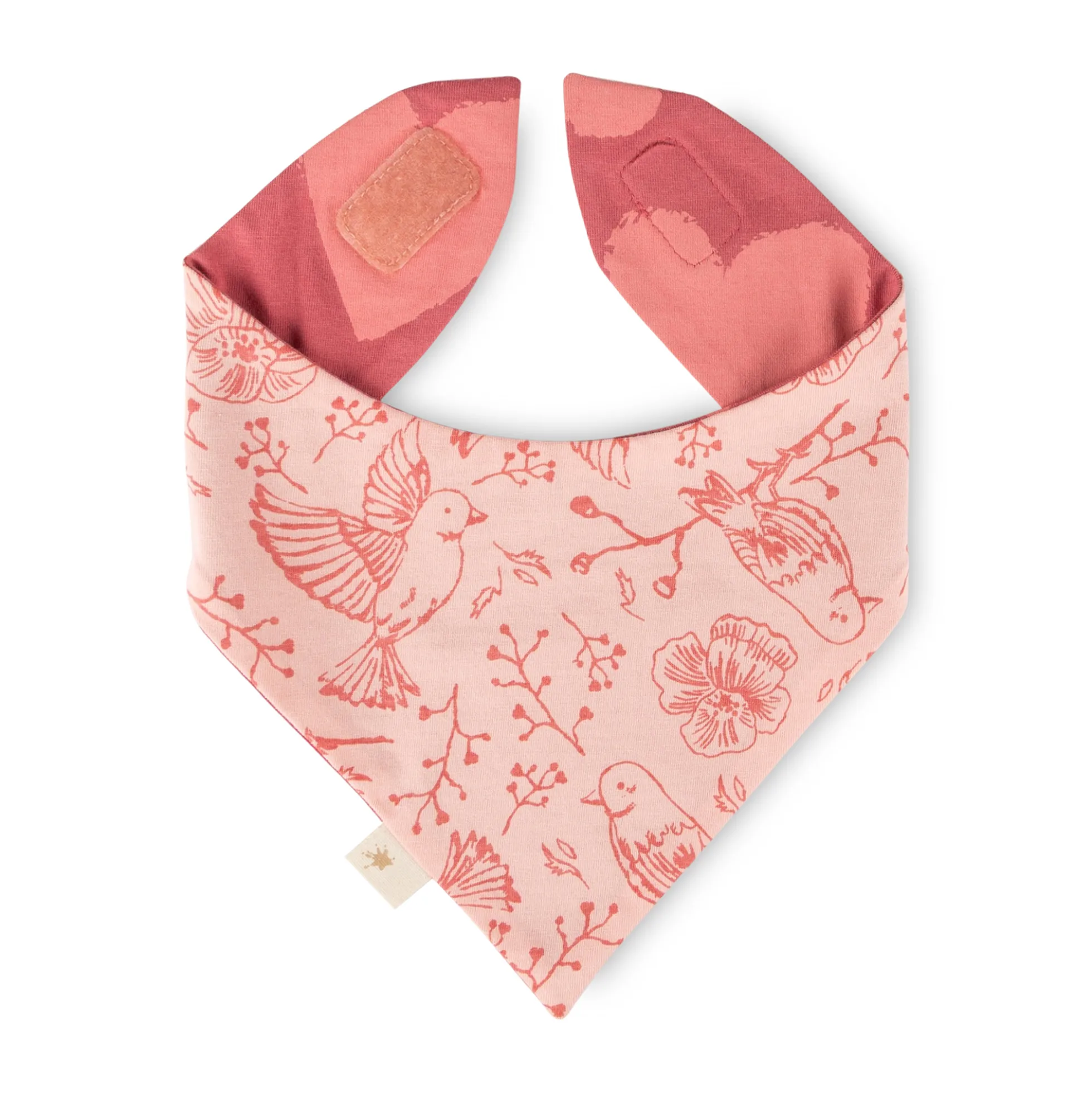 Baby Wendehalstuch Vögelchen und Herzchen Print, rosa