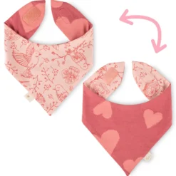 Baby Wendehalstuch Vögelchen und Herzchen Print, rosa