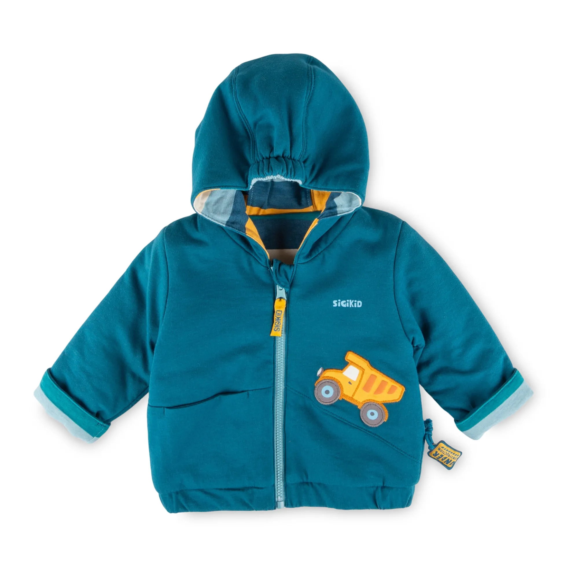 Baby Wendejacke Fahrzeuge, gestreift/uni grün