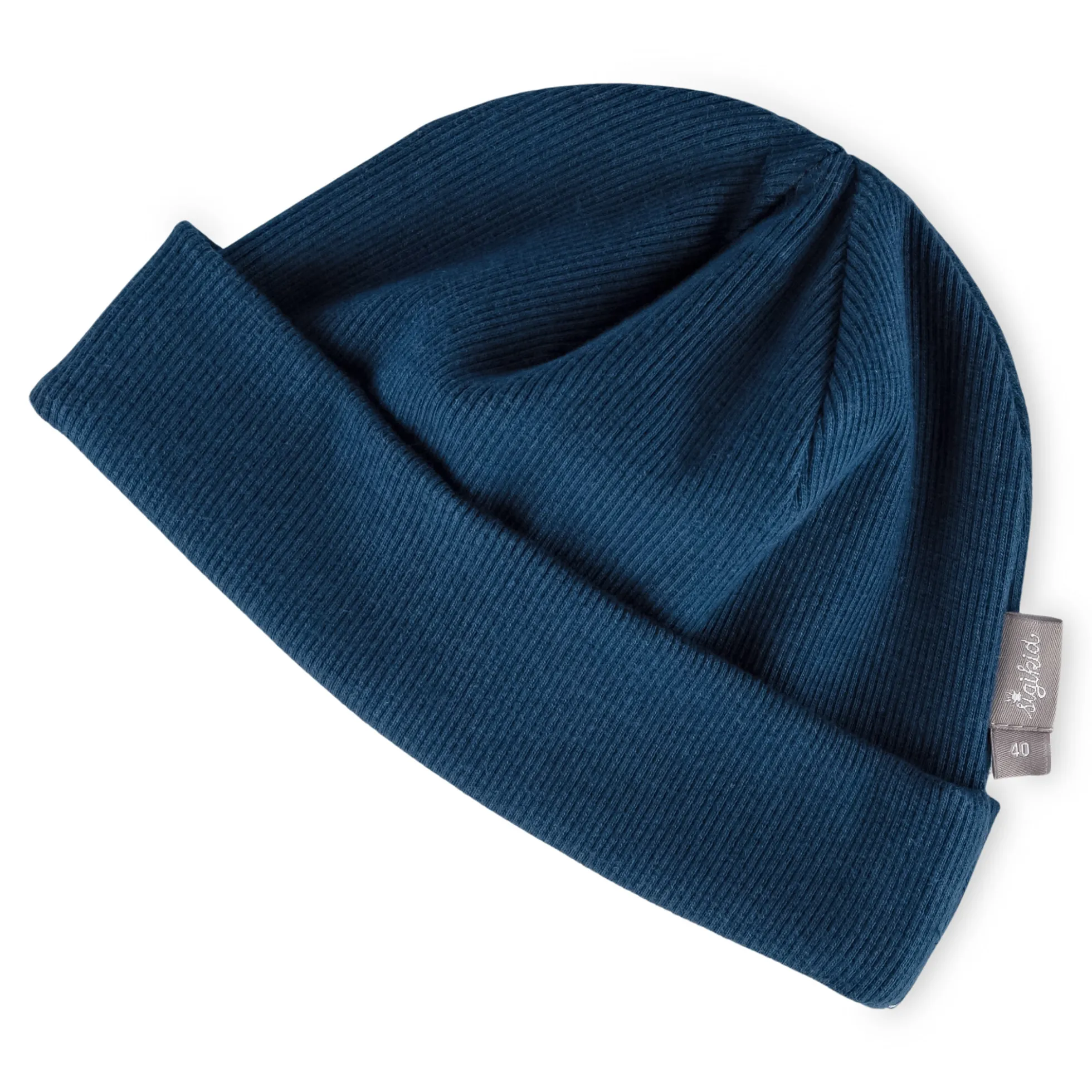 Blaue Babymütze mit Umschlag