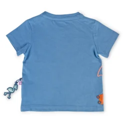 Blaues Baby T-Shirt mit Wild Flamingo Motiv