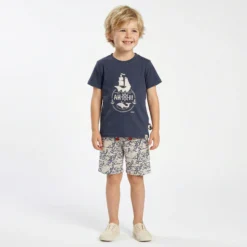 Blaues Kinder T-Shirt Segelschiff