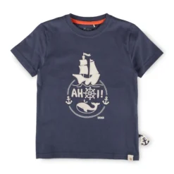 Blaues Kinder T-Shirt Segelschiff