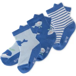3er Baby Sockenset Wal, blau