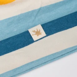 Kinder Beanie, grün-blau-gelb-weiß gestreift