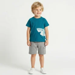 Kinder Bermuda mit Cargotasche, grau