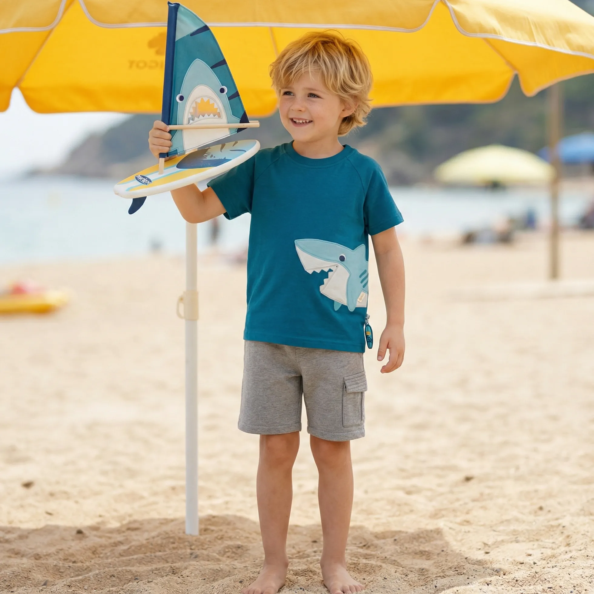 Kinder Bermuda mit Cargotasche, grau