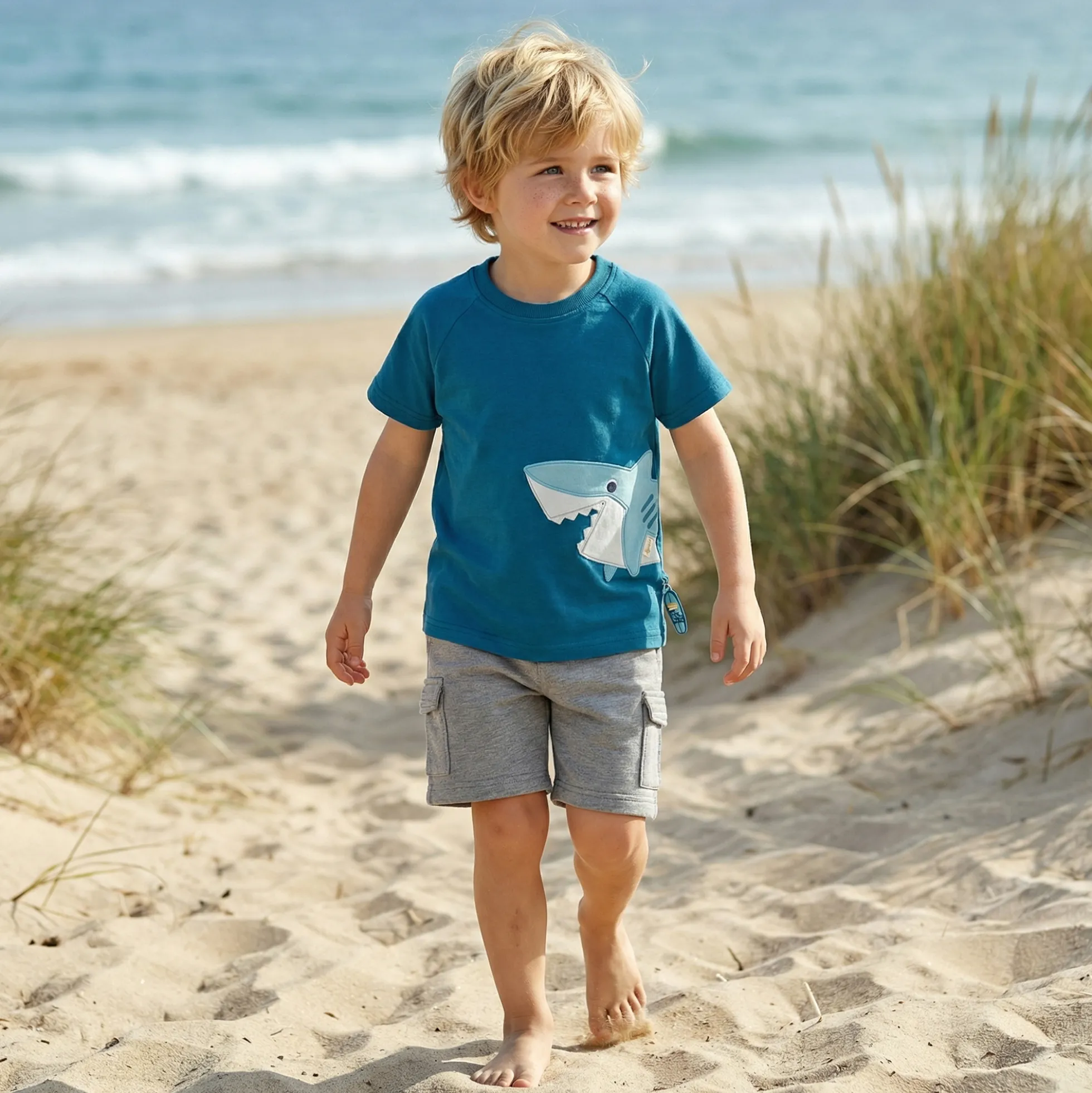 Kinder Bermuda mit Cargotasche, grau